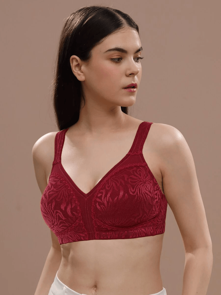 Minimizer Bra Non Padded Wire-free Wine Red - WingsLove