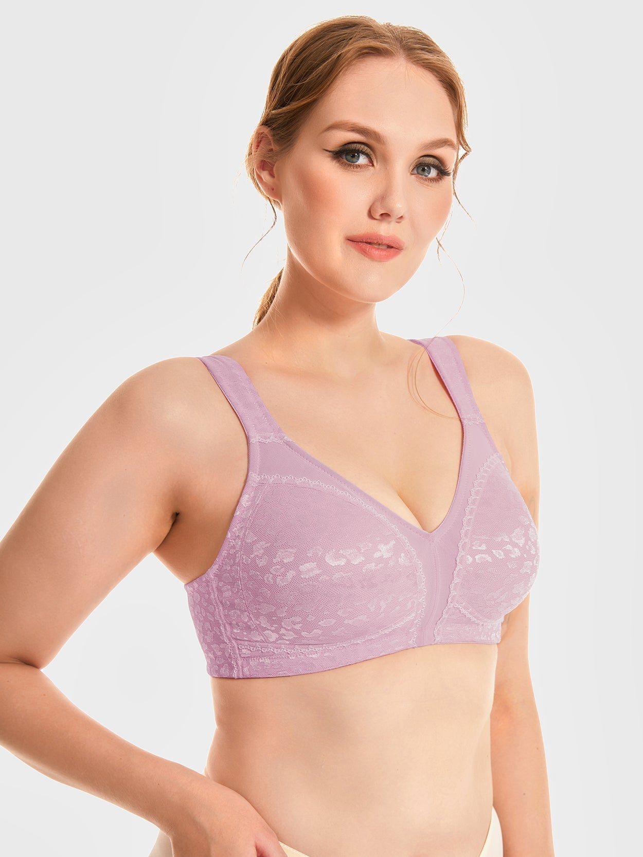 Minimizer Bra Wirefree Non Padded For Bigger Size Light Purlple - WingsLove