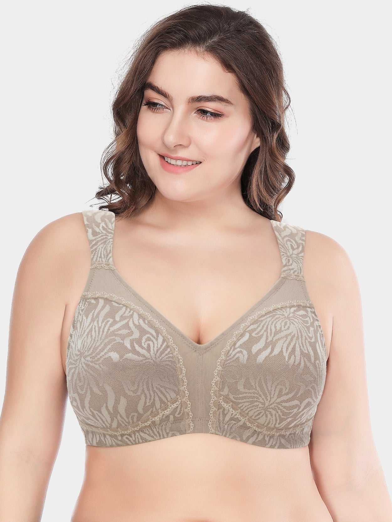 Wingslove beige colored wirefree bra size 44b new with tags full