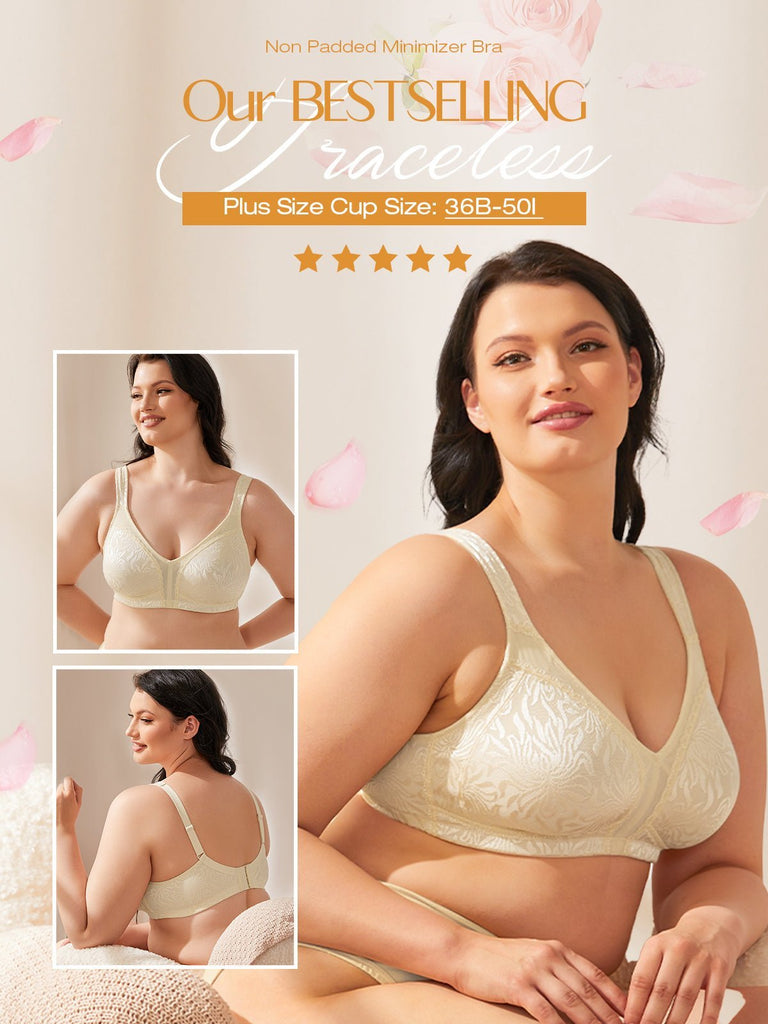 Minimizer Non Padded Wirefree Plus Size Sports Bra Nude - WingsLove