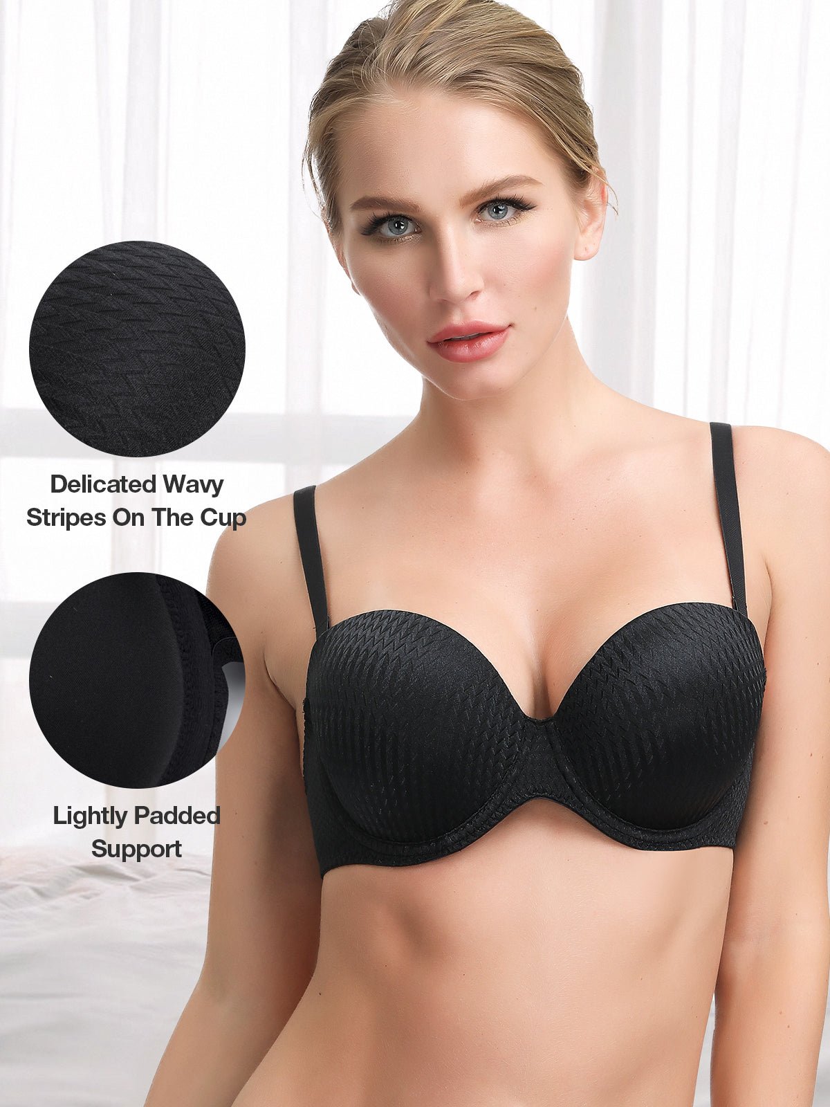Wingslove Women's Strapless Bra Underwire Lace-Trim Padded Bras Multiway Contour  Lift Support with Push-Up Cups (Black, 32B) at  Women's Clothing store