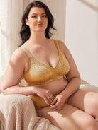 Plus Size Best Minimizer Bra Non Padded Wire-free Gold - WingsLove
