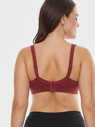 Plus Size Full Coverage Non Padded Minimizer Bra Wine Red - WingsLove