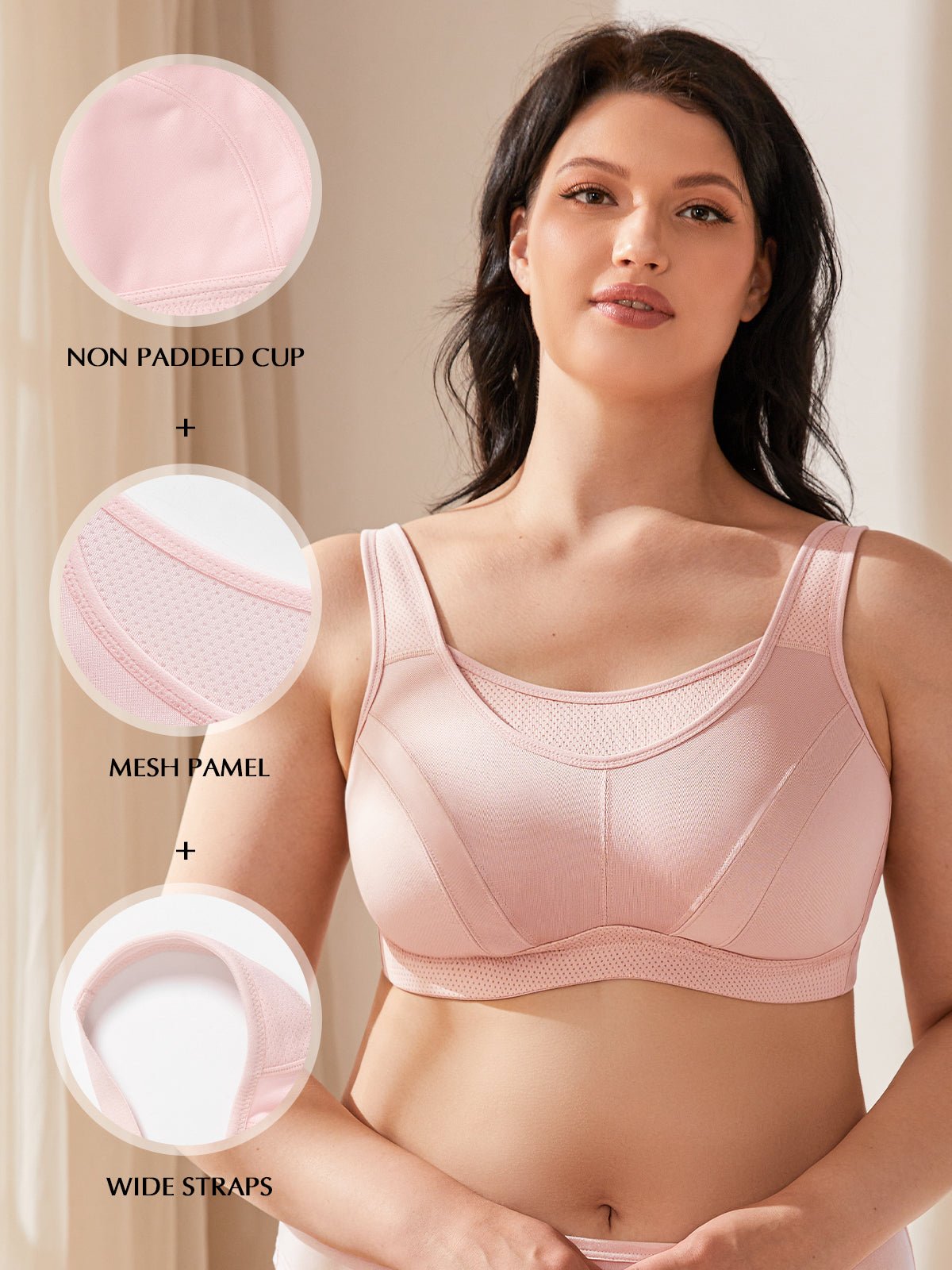 Women's Yoga Size Out Plus Underwear Sports Bra Bra Stretch Hollow Bra  Strapless Bra (Hot Pink, XL)