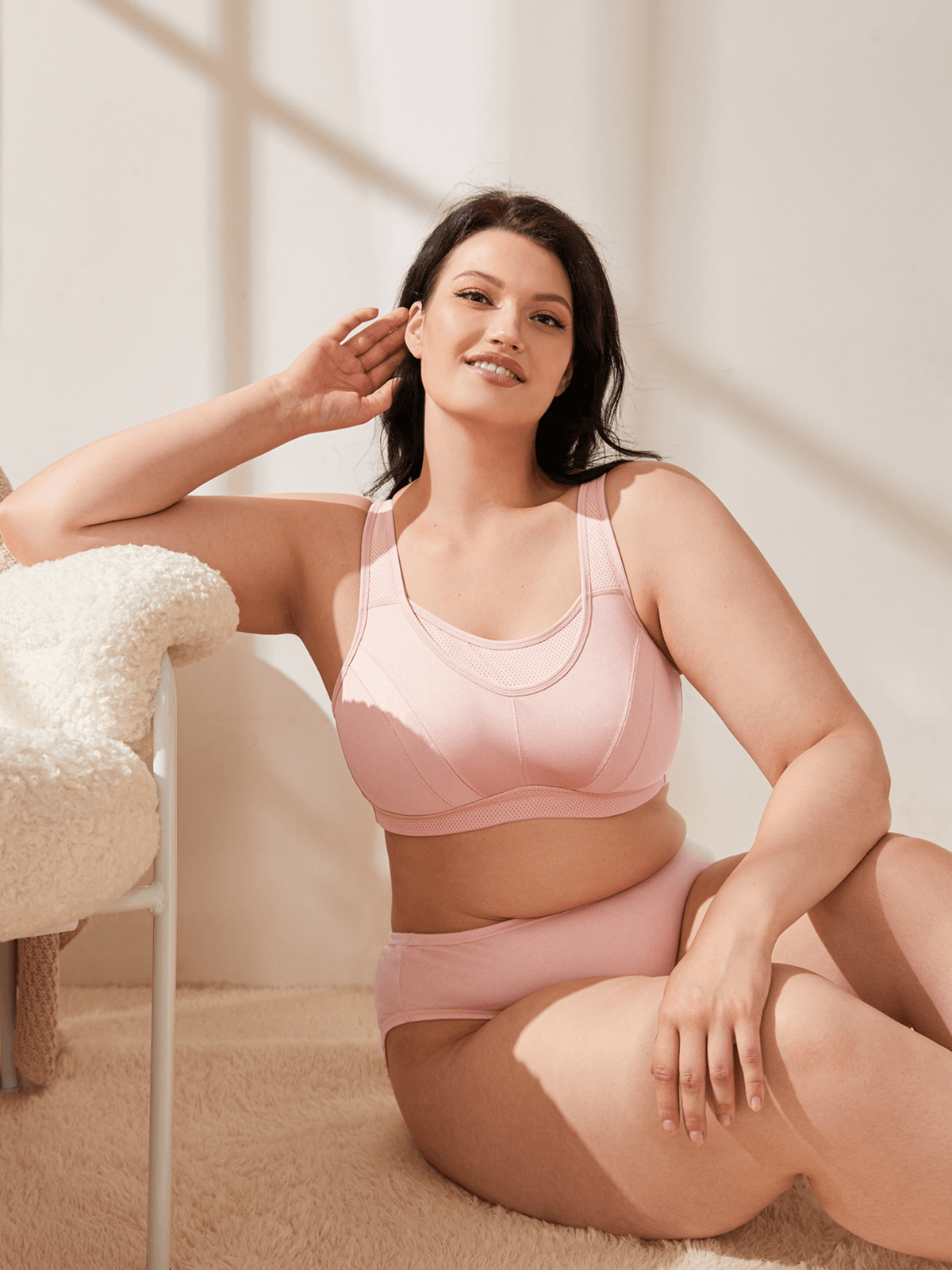 Plus Size High Impact Large Bust Full Coverage Workout Bras Pink
