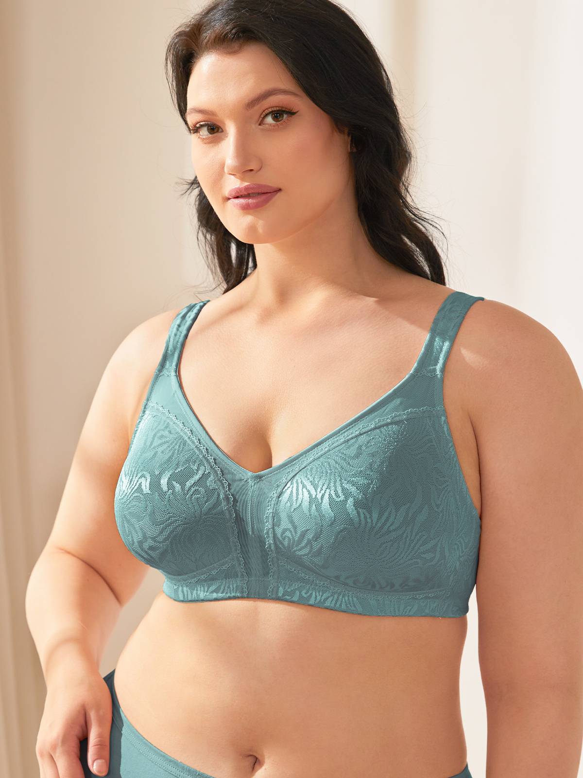 Plus Size Minimizer Bra Non Padded Wire-free Mint Green - WingsLove