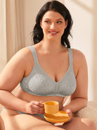 Plus Size Minimizer Bra Non Padded Wire-free Silver Gray - WingsLove