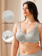 Plus Size Minimizer Bra Non Padded Wire-free Silver Gray - WingsLove