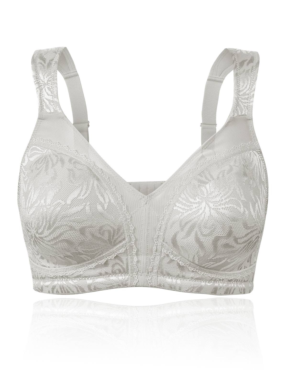 Plus Size Minimizer Bra Non Padded Wire-free Silver Gray - WingsLove