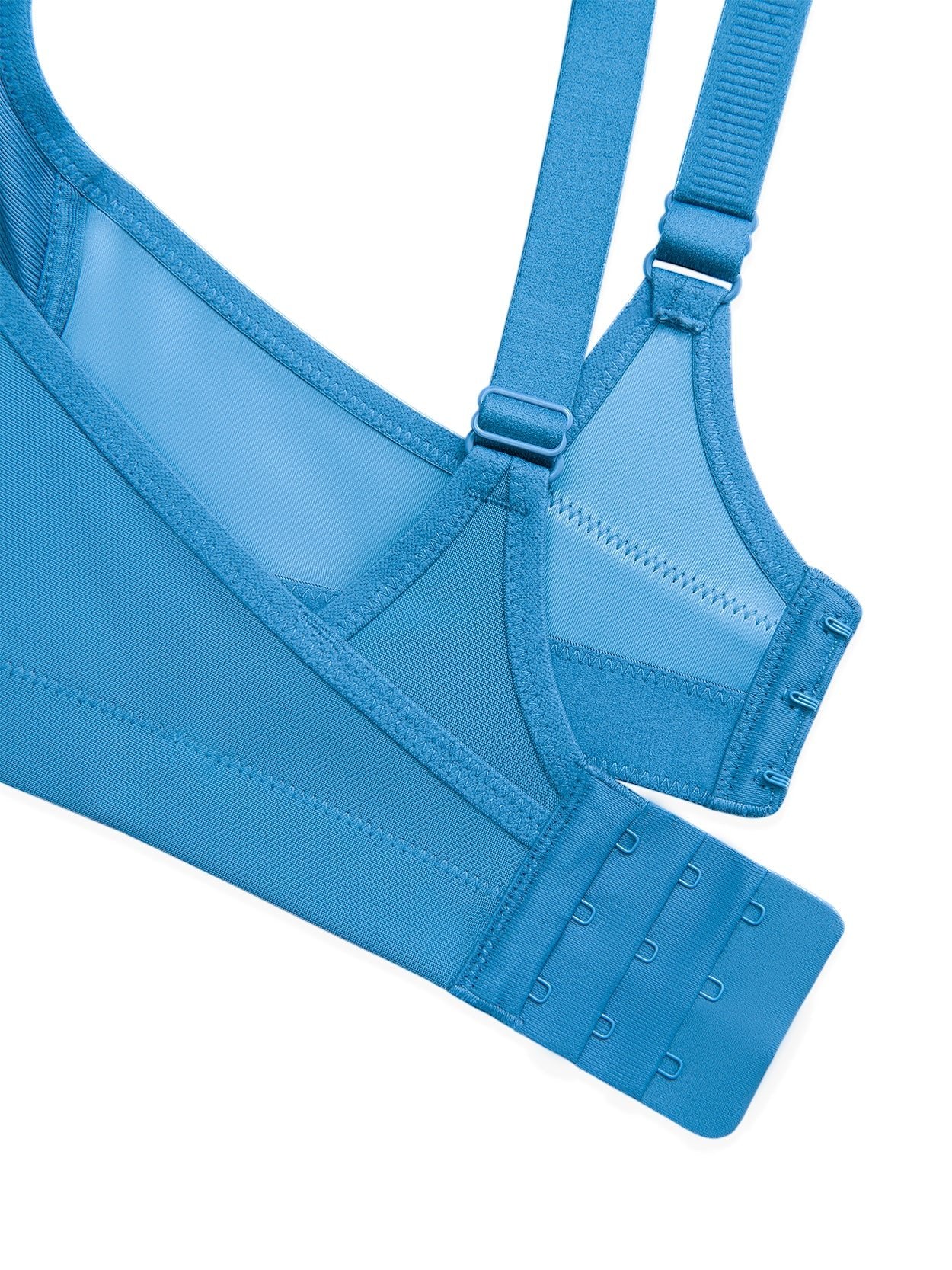 Lucky Brand Bra Size 42D 71222 Blue Lace Detail Comfort Strap Logo Nylon  Spandex