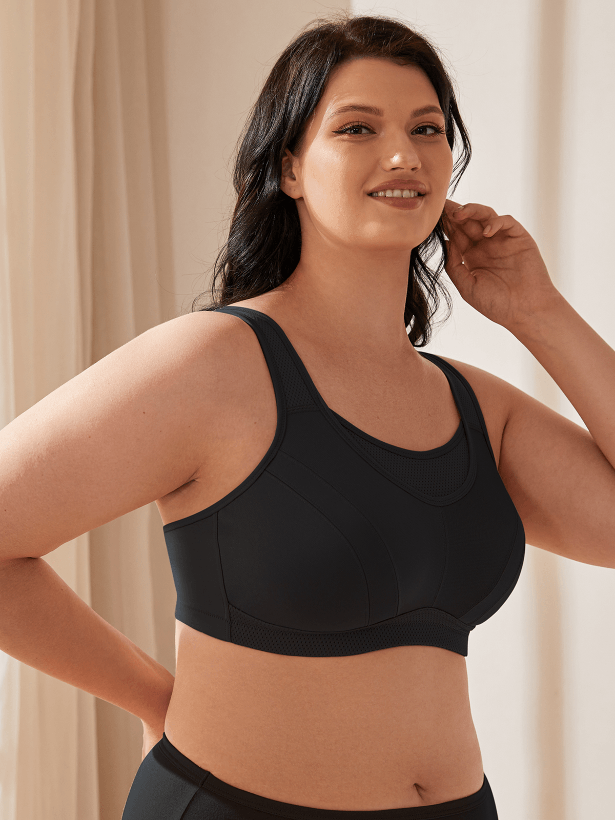 Buy Gem Plus Size Sports Bra for Women Black Non Wired High Impact