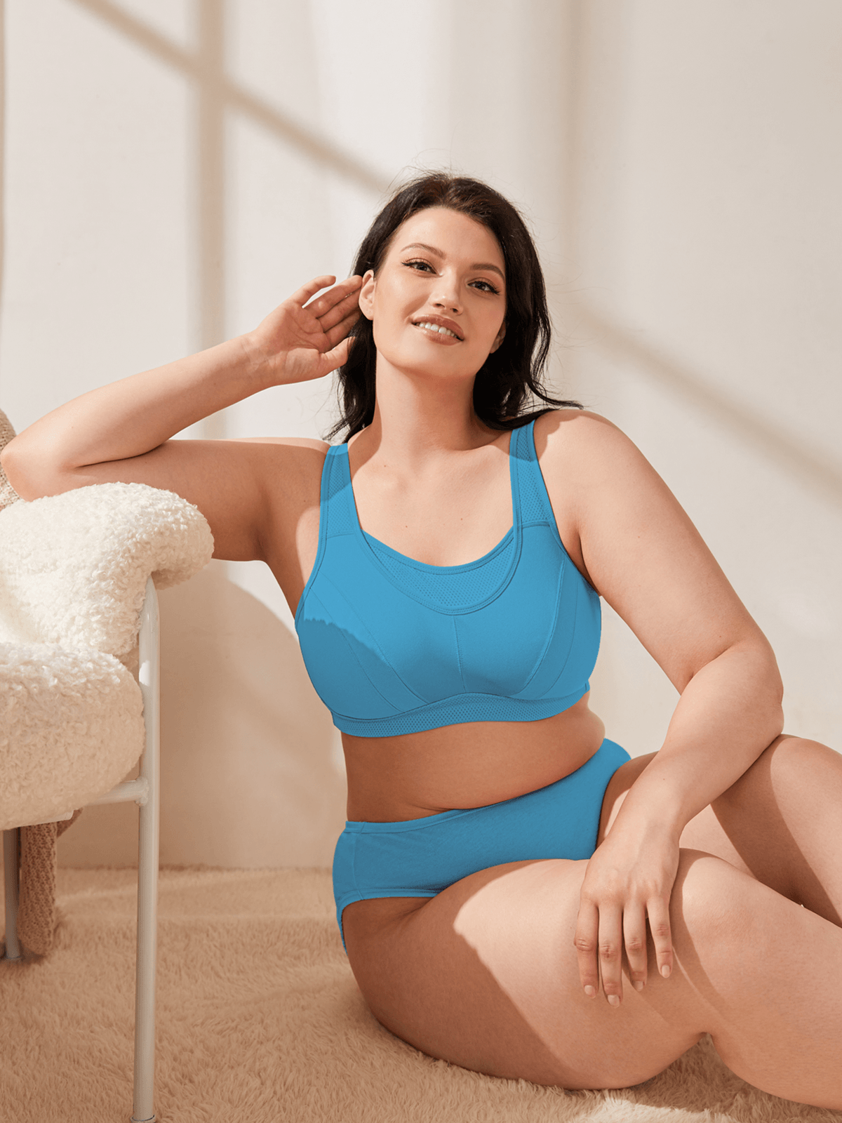 Plus Size Non Padded Yoga Sports Bra Blue - WingsLove