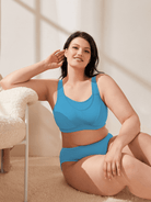 Plus Size Non Padded Yoga Sports Bra Blue - WingsLove
