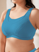 Plus Size Non Padded Yoga Sports Bra Blue - WingsLove