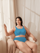 Plus Size Non Padded Yoga Sports Bra Blue - WingsLove