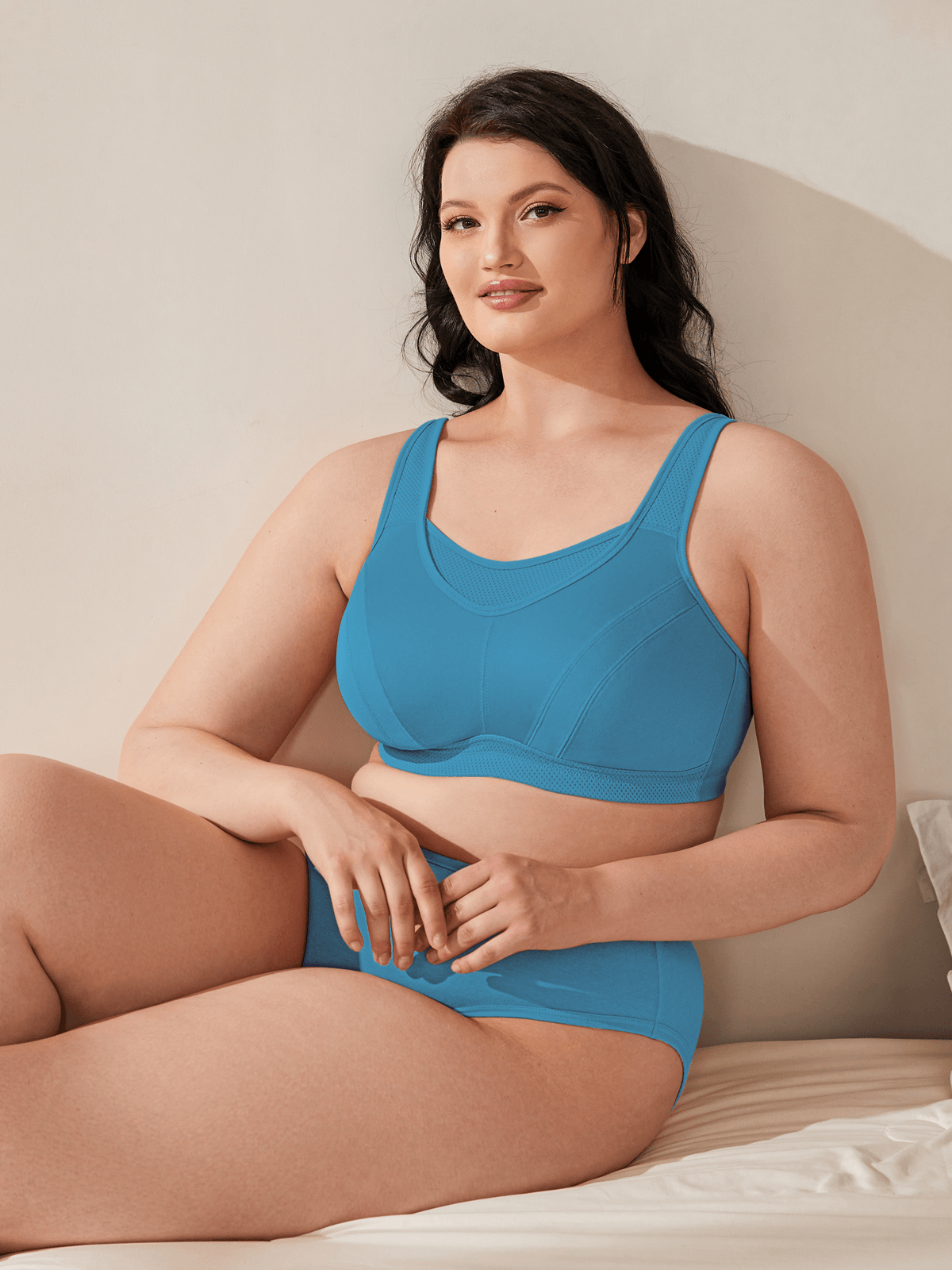 Plus Size Non Padded Yoga Sports Bra Blue - WingsLove