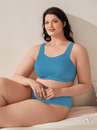Plus Size Non Padded Yoga Sports Bra Blue - WingsLove