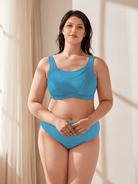 Plus Size Non Padded Yoga Sports Bra Blue - WingsLove