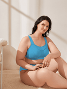 Plus Size Non Padded Yoga Sports Bra Blue - WingsLove