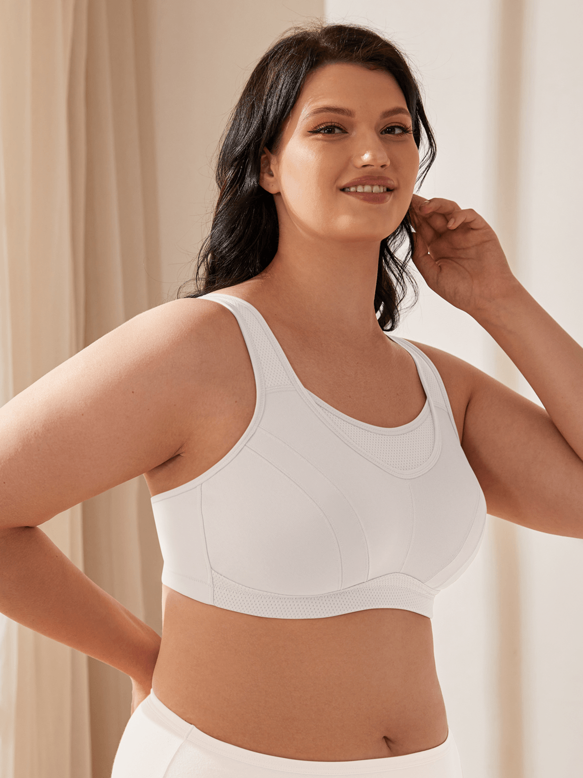 Plus size white sports top bra