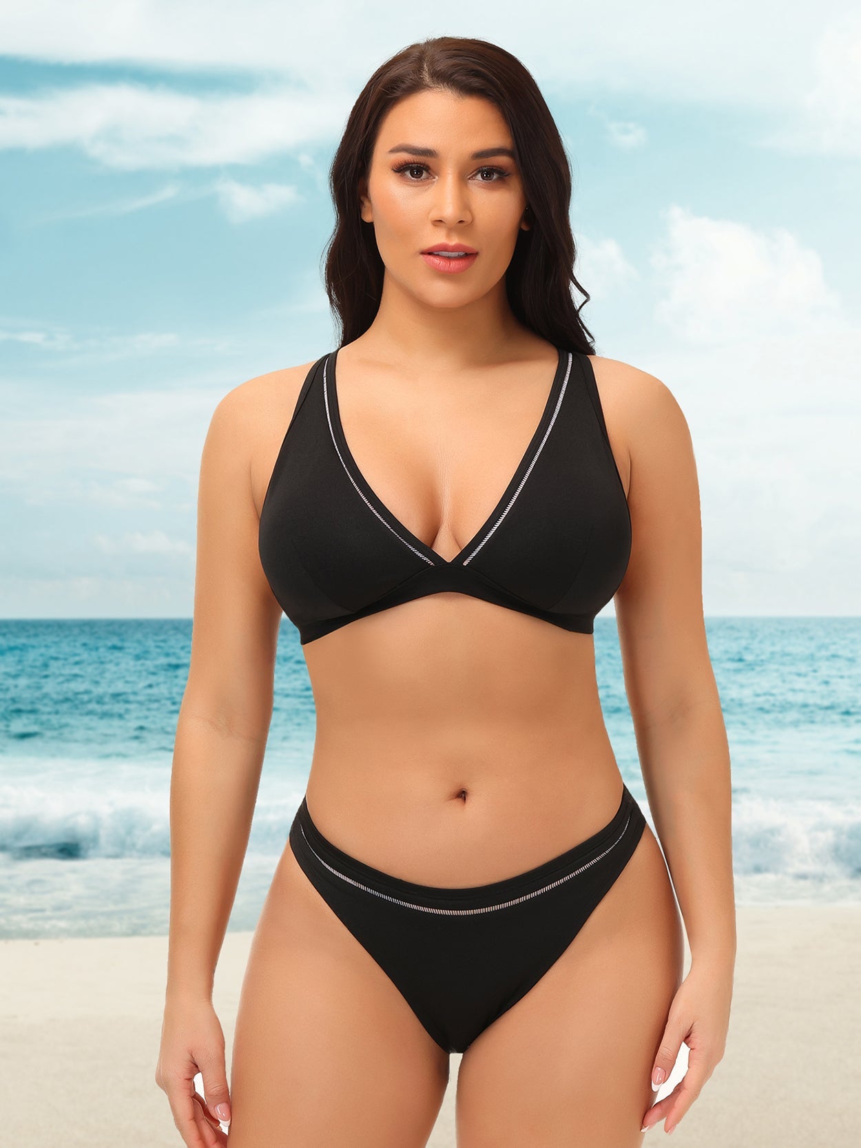 Women Sexy Bikini Set Swimsuit Padded Bra Briefs Bathing Suit Summer Beach Swimwear  Plus Size