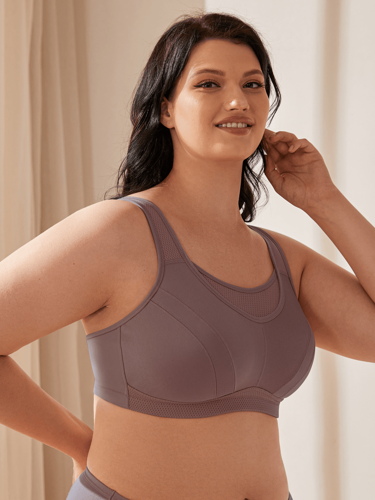 Plus Size High Impact Wire-free Non Padded Sports Bra Gym Yoga