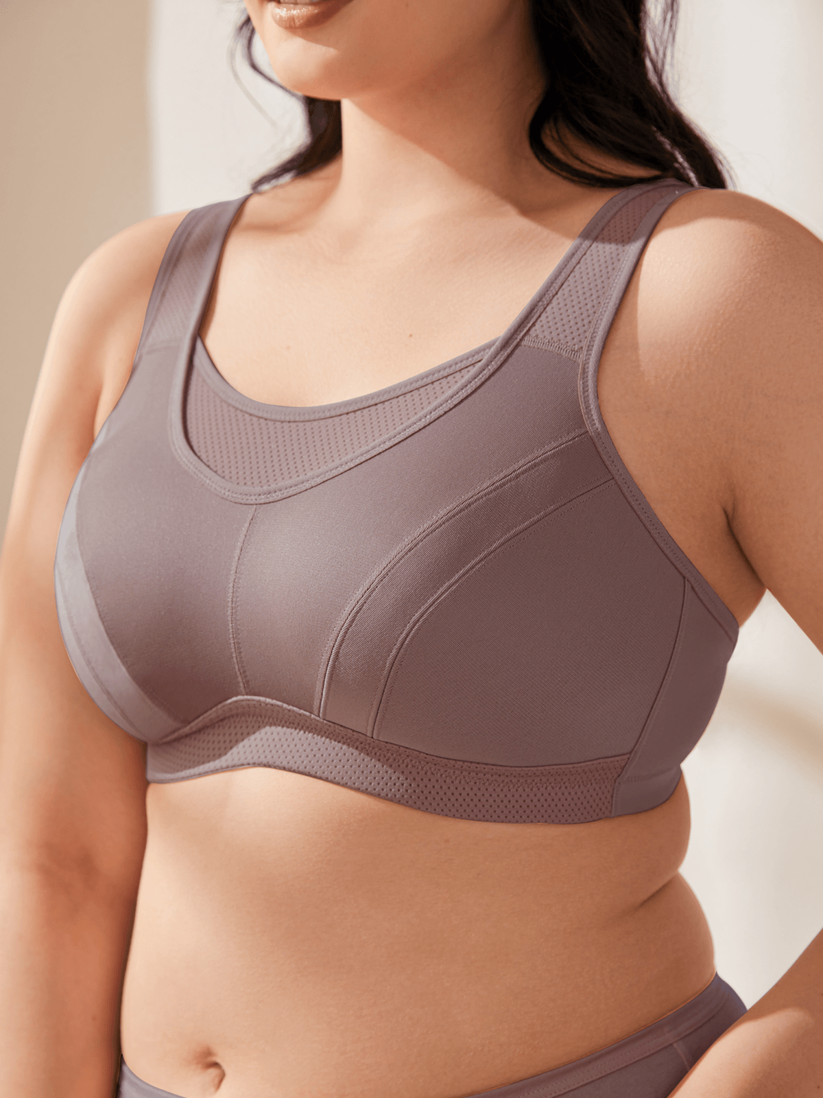 AGONVIN Women's High Impact Support Wirefree Bounce Control Plus Size  Workout Sports Bra Gray 38D 