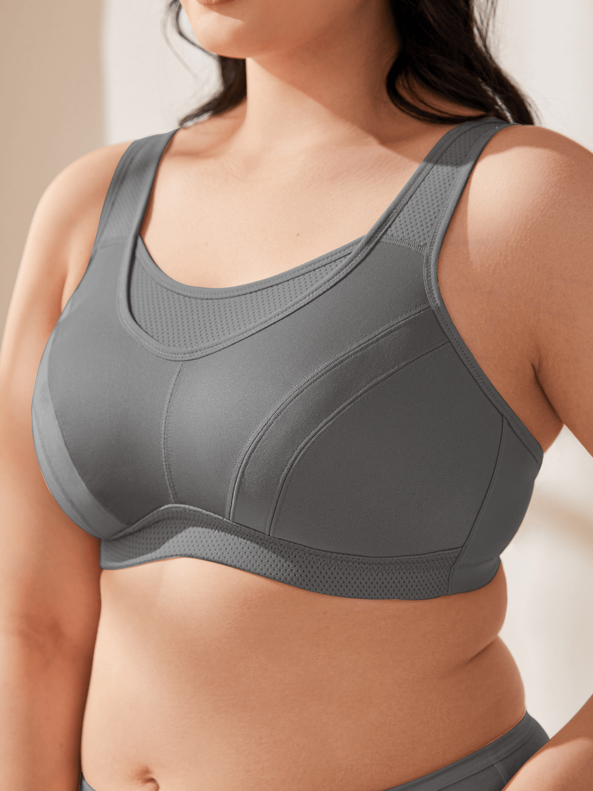 Womens Yoga Gray Sports Bra With High Support And Logo For Large