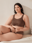 Plus Size Sorb Breathable Sports Bra Coffee Brown - WingsLove