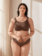 Plus Size Sorb Breathable Sports Bra Coffee Brown - WingsLove