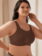 Plus Size Sorb Breathable Sports Bra Coffee Brown - WingsLove