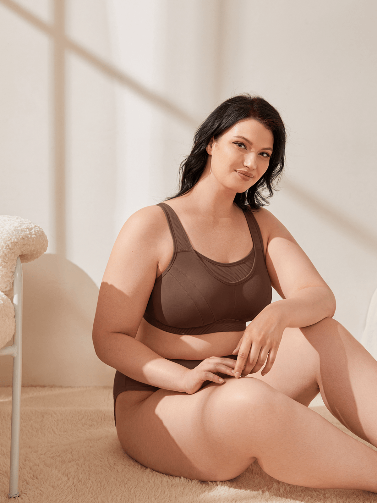 Plus Size Sorb Breathable Sports Bra Coffee Brown - WingsLove
