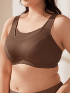 Plus Size Sorb Breathable Sports Bra Coffee Brown - WingsLove