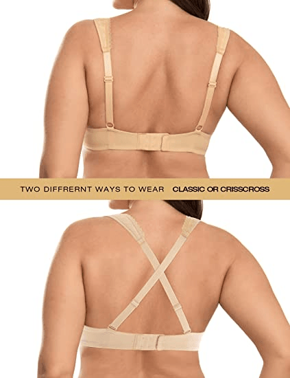 Wingslove Women's Strapless Bra with Underwire, Sexy Balconette Push Up  Bra, Lace Bra with Thick Padding for Small Breasts, Camel/White :  : Fashion