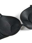 Push Up Deep V Plunge Underwire T-Shirt Bra Black - WingsLove