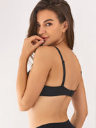 Push Up Deep V Plunge Underwire T-Shirt Bra Black - WingsLove