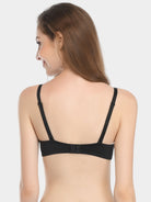 Push Up Deep V Plunge Underwire T-Shirt Bra Black - WingsLove