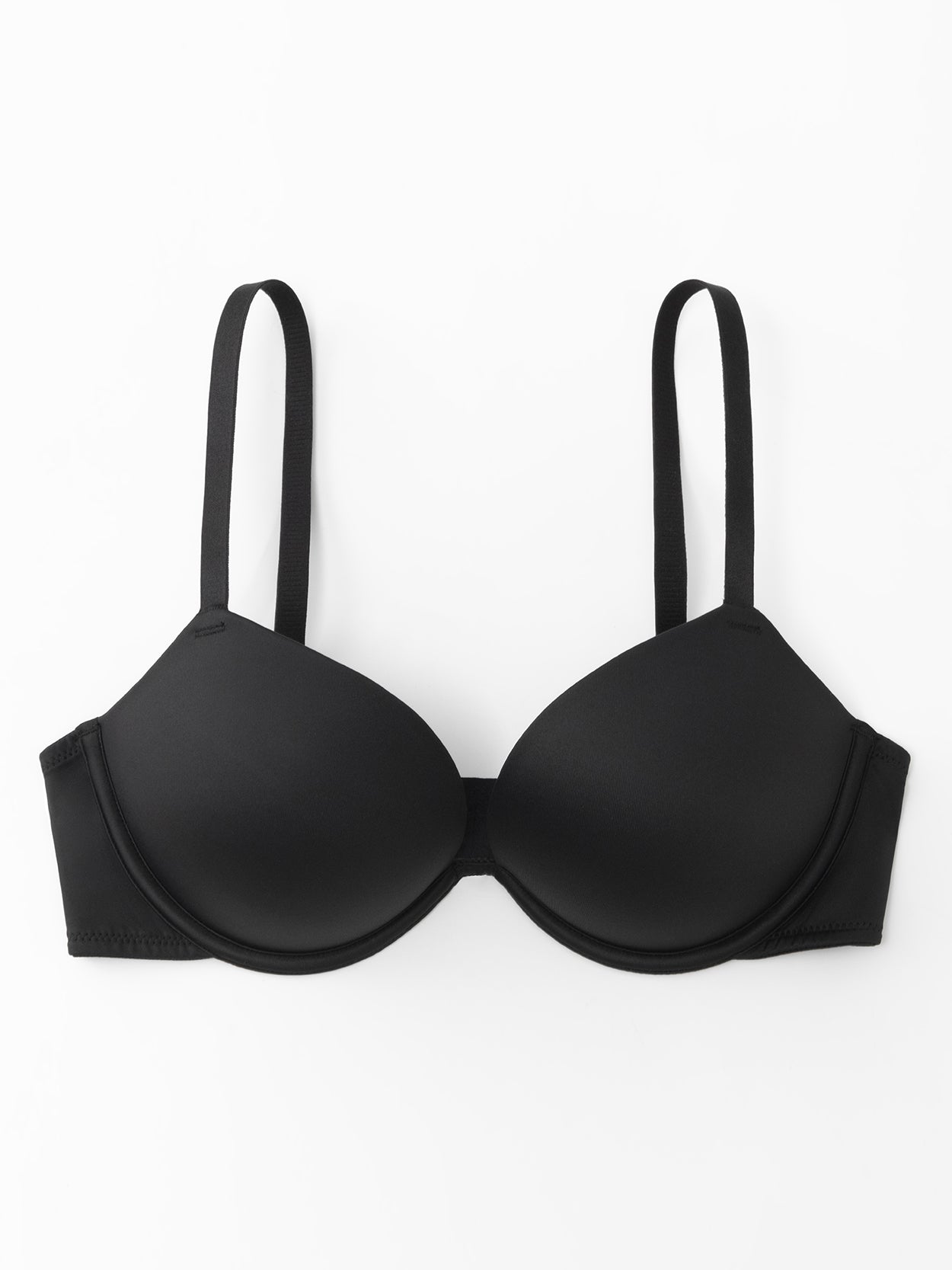 Push Up Deep V Plunge Underwire T-Shirt Bra Black - WingsLove