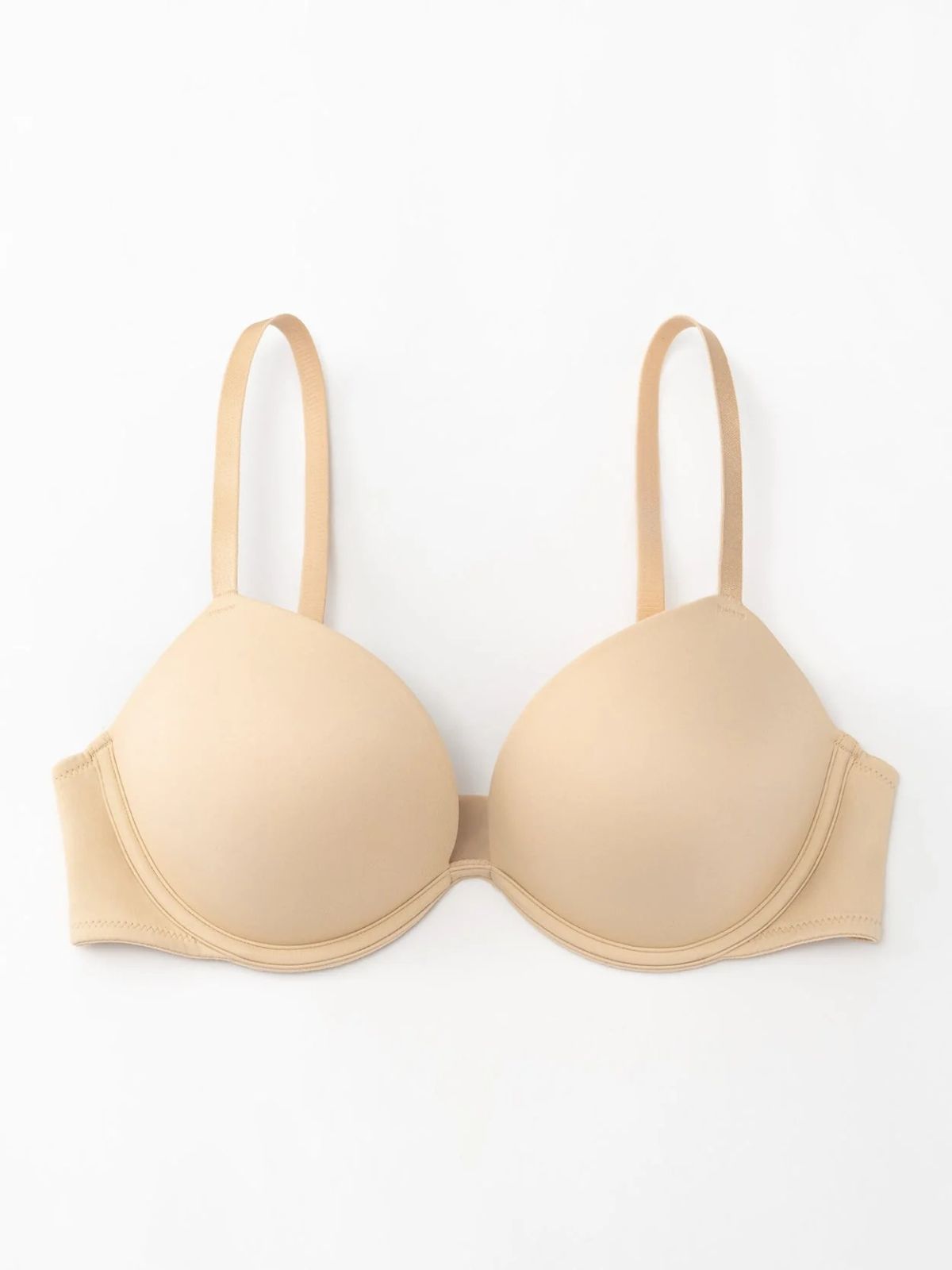 Push Up Deep V Plunge Underwire T-Shirt Bra Nude - WingsLove