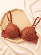 Push Up Floral Lace Underwire Bra Caramel - WingsLove