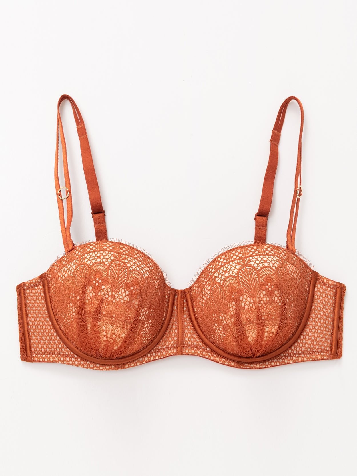 Push Up Full Figure Strapless Pleated Lace Multiway Bra Caramel