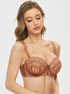 Push Up Full Figure Strapless Pleated Lace Multiway Bra - WingsLove