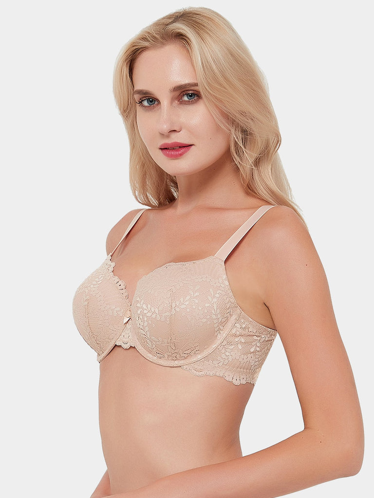 Push Up Lace Underwire Full Coverage Plus Size Bra - WingsLove