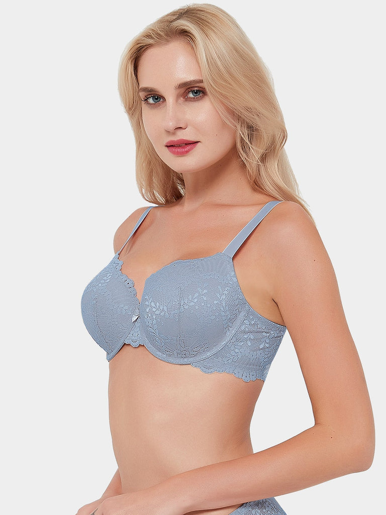 Push Up Lace Underwire Full Coverage Plus Size Bra - WingsLove