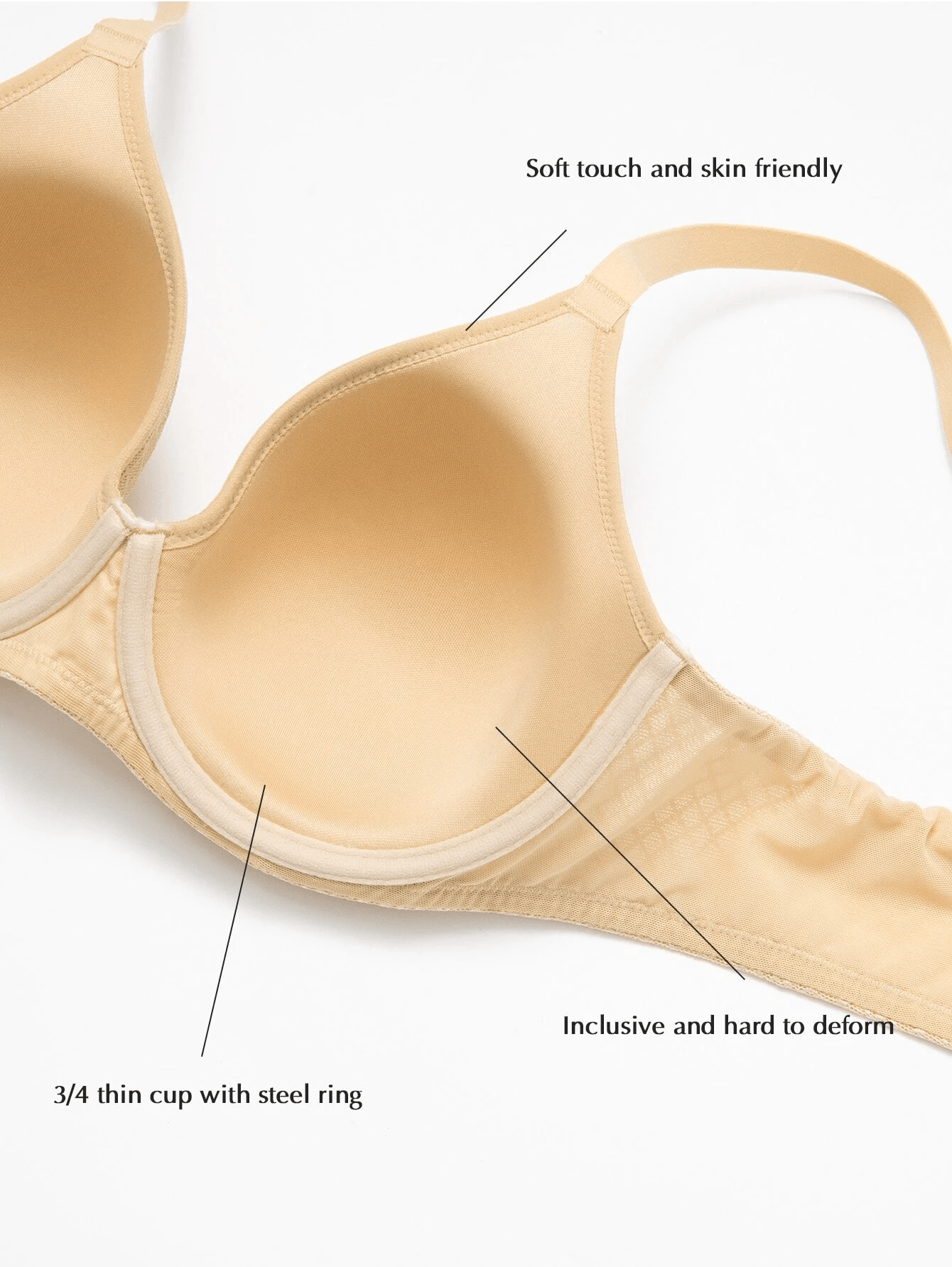 No Steel Ring Thin Cup Bra For Large Breasts, Push Up And Prevent