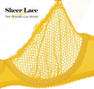 See Through 1/2 Cup Lace Underwire Demi Bra Lemon Yellow - WingsLove