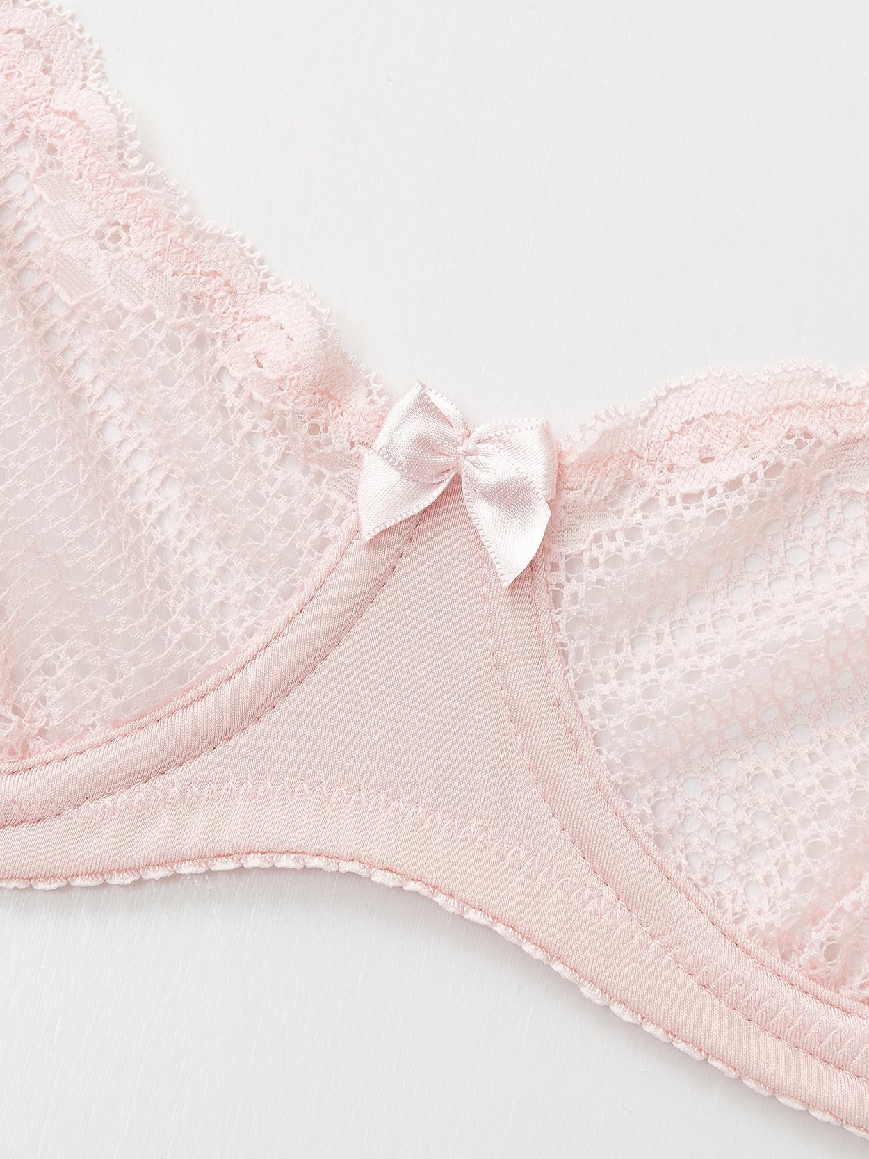 See Through 1/2 Cup Mesh Demi Shelf Underwired Bra - WingsLove