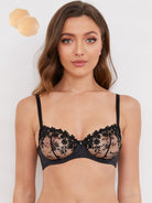 See Through Underwire Demi Sheer Bralette Black - WingsLove