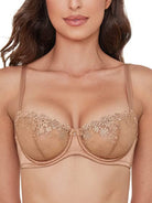 See Through Underwire Demi Sheer Bralette Bra Milk Coffee - WingsLove