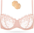 See Through Underwire Demi Sheer Bralette Pink Nude - WingsLove